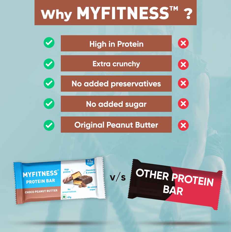 Myfitness Chocolate Peanut Butter Protein Bar Mono Carton, Pack of 6 Combo