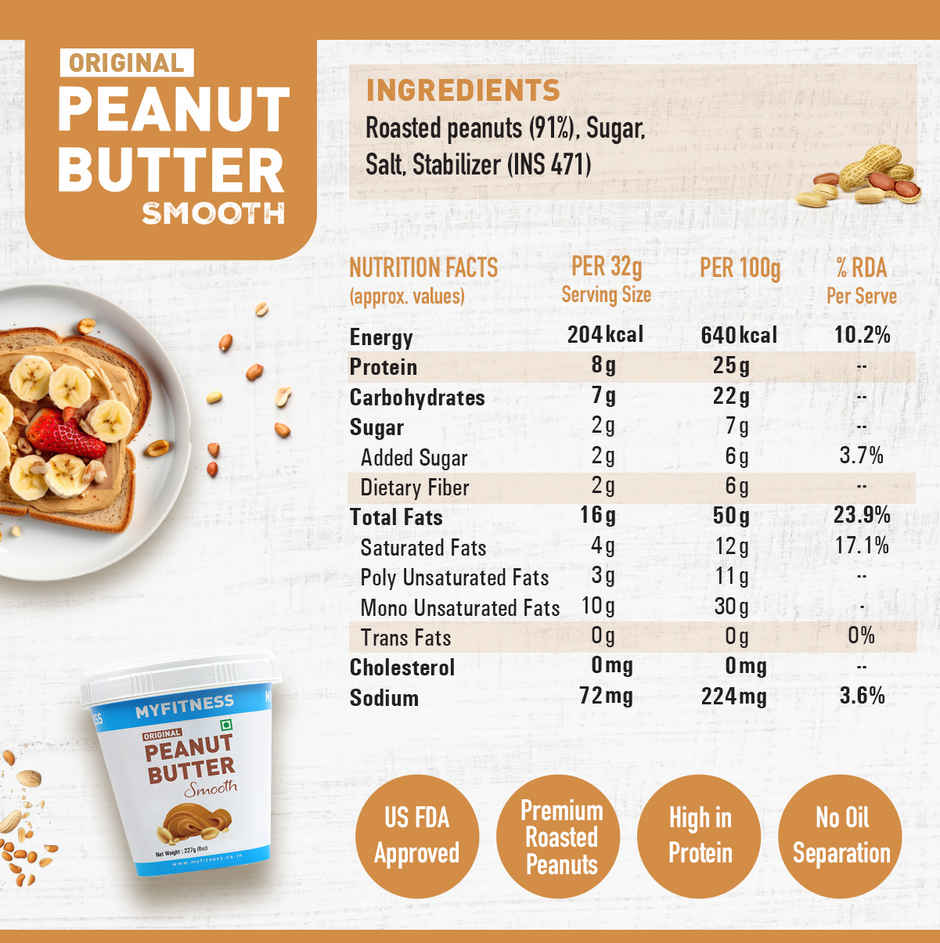 MyFitness Original Peanut Butter Smooth Spread | High Protein