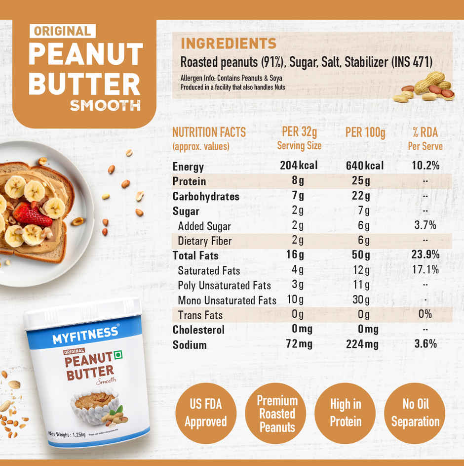 MyFitness Original Peanut Butter Smooth Spread | High Protein
