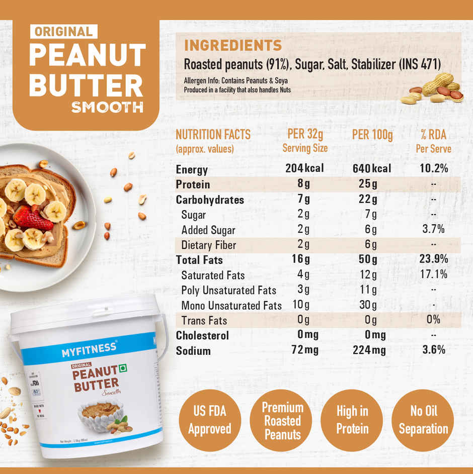 MyFitness Original Peanut Butter Smooth Spread | High Protein