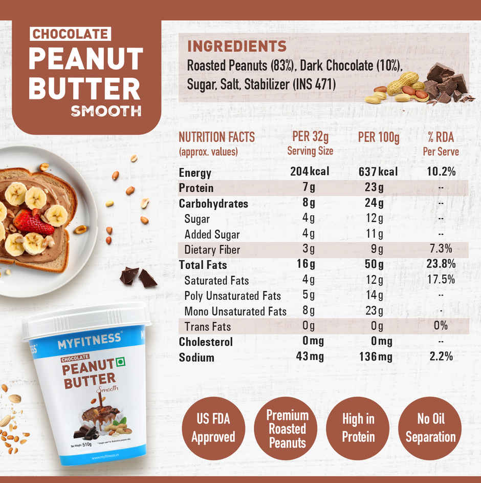 MyFitness Chocolate Peanut Butter Smooth Spread | High Protein