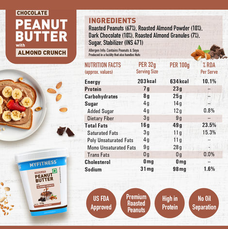 MyFitness Chocolate Peanut Butter with Almond Crunch | High Protein