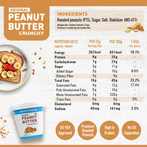MyFitness Original Peanut Butter Crunchy Spread | High Protein