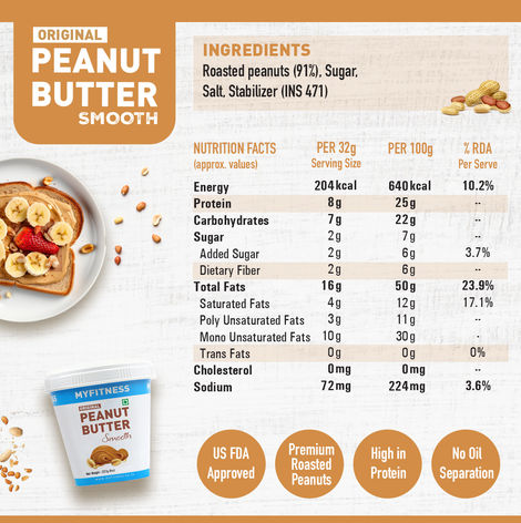 MyFitness Original Peanut Butter Smooth Spread | High Protein
