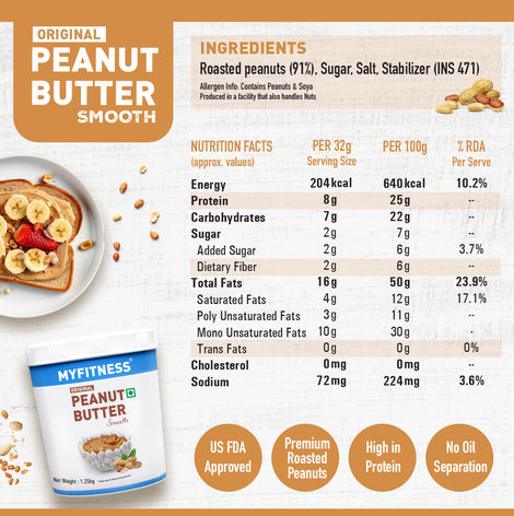 MyFitness Original Peanut Butter Smooth Spread | High Protein