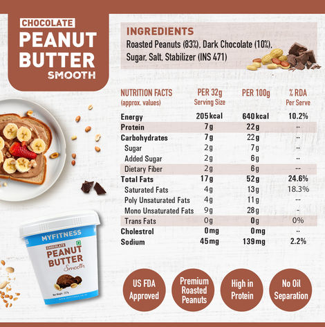 MyFitness Chocolate Peanut Butter Smooth Spread | High Protein