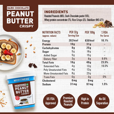 MyFitness High Protein Dark Chocolate Peanut Butter Crispy Spread
