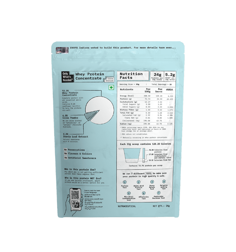 Only What's Needed 24g Whey Protein Concentrate | Cocoa Edition