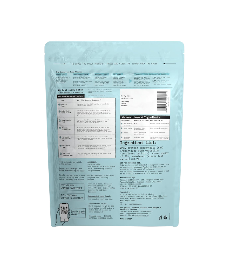 Only What's Needed 24g Whey Protein Concentrate | Cocoa Edition