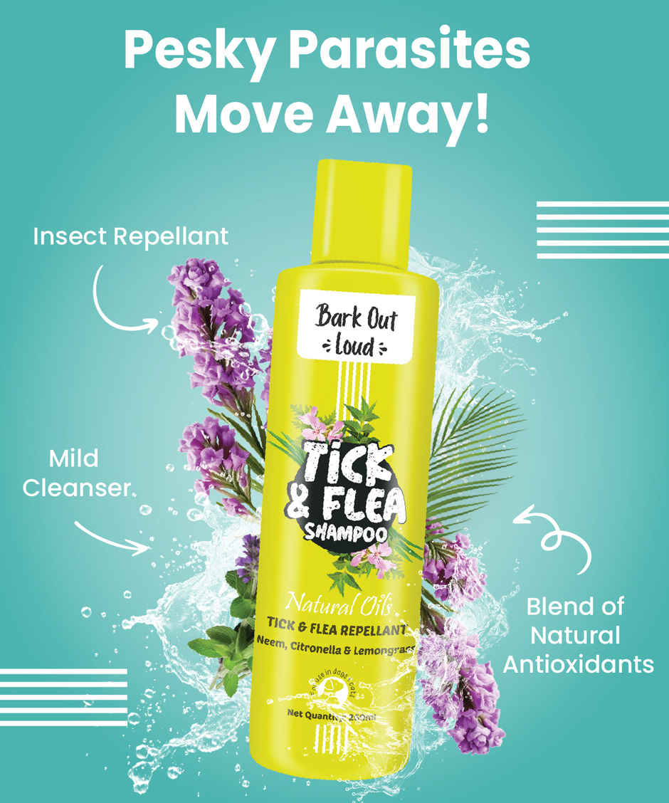 Bark Out Loud Natural Tick And Flea Spray | For Dogs And Cats (200ml) & Bark Out Loud Natural Tick And Flea Shampoo | For Cats & Dogs (200ml) Combo
