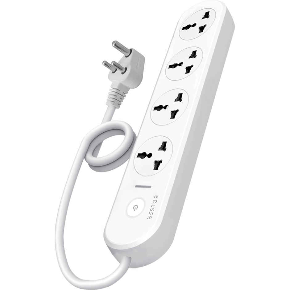 Bestor VoltEdge Extension Board 1500W Power Converter with 4 Universal Sockets, 1.5M Cord, Master Switch, LED Indicator, Child Safety Shutter, 3-Pin Multi Plug for Home Appliances - White