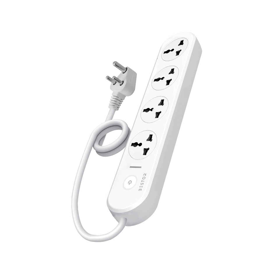 Bestor VoltEdge Extension Board 1500W Power Converter with 4 Universal Sockets, 1.5M Cord, Master Switch, LED Indicator, Child Safety Shutter, 3-Pin Multi Plug for Home Appliances - White