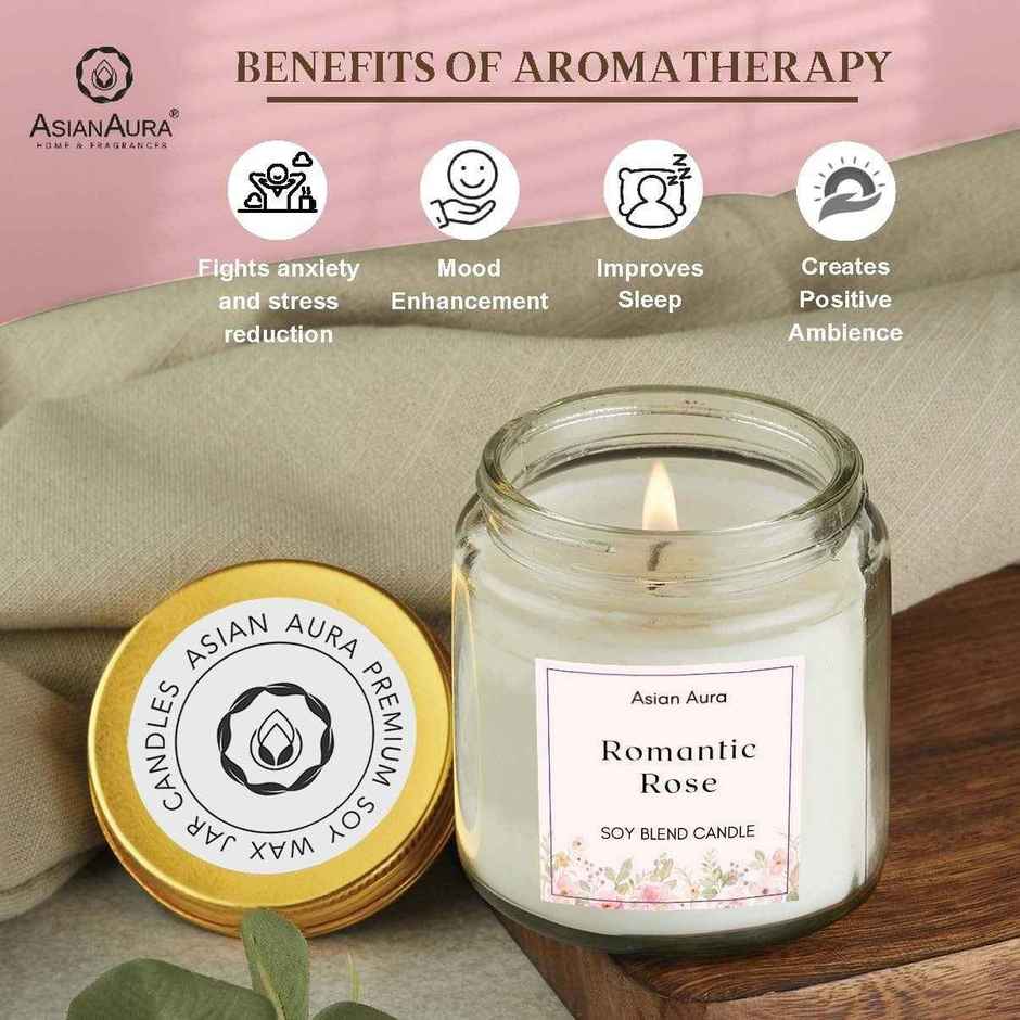 Asian Aura Scented Glass Jar Candle | Romantic Rose