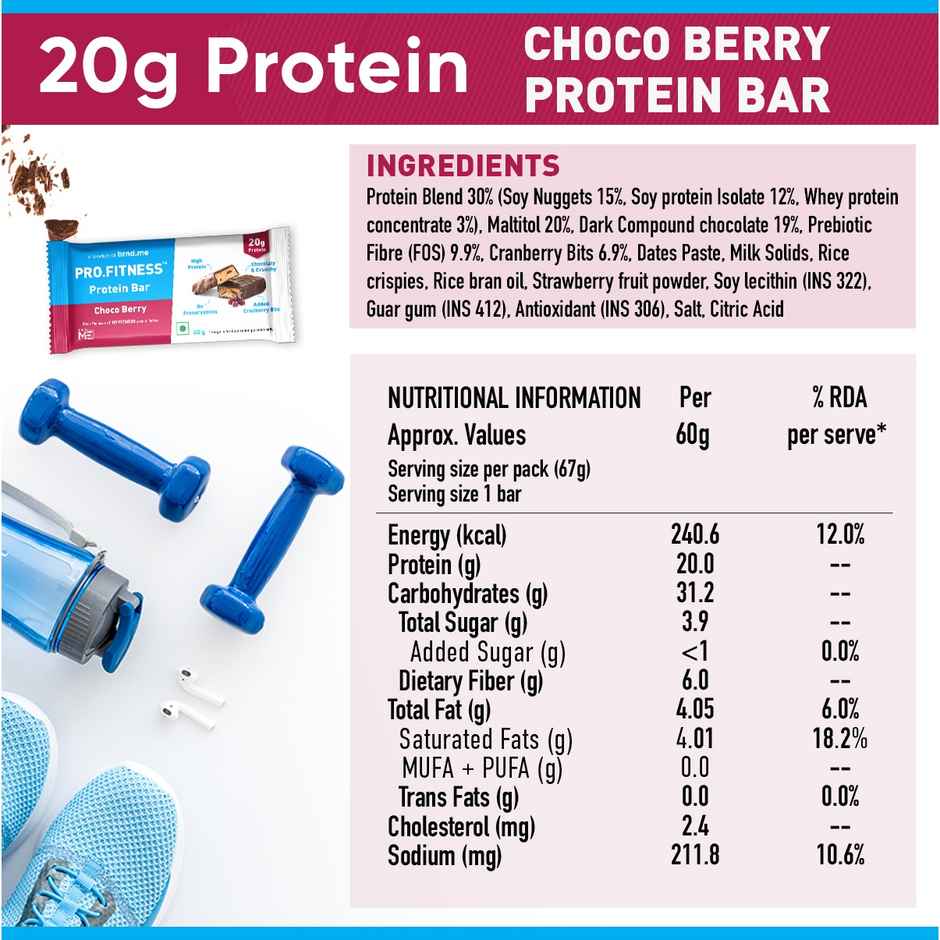 Pro.Fitness (20g) Protein Bar - Choco Berry|From makers of MyFitness peanut butter