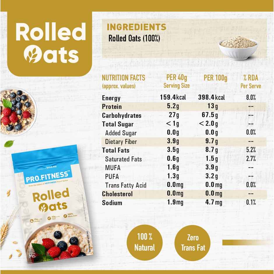 Pro.Fitness Truly Natural Rolled Oats | From makers of MyFitness Peanut Butter