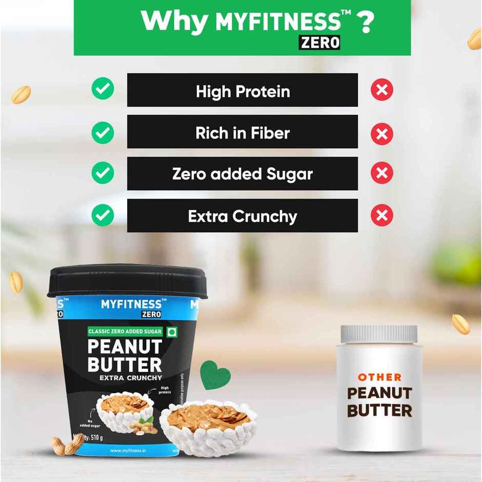 MyFitness 28g High Protein Unsweetened Peanut Butter Crunchy | Zero Added Sugar & No Oil Separation