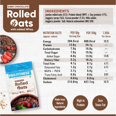 Pro.Fitness 24g High Protein Oats - Dark Chocolate |From makers of MyFitness peanut butter