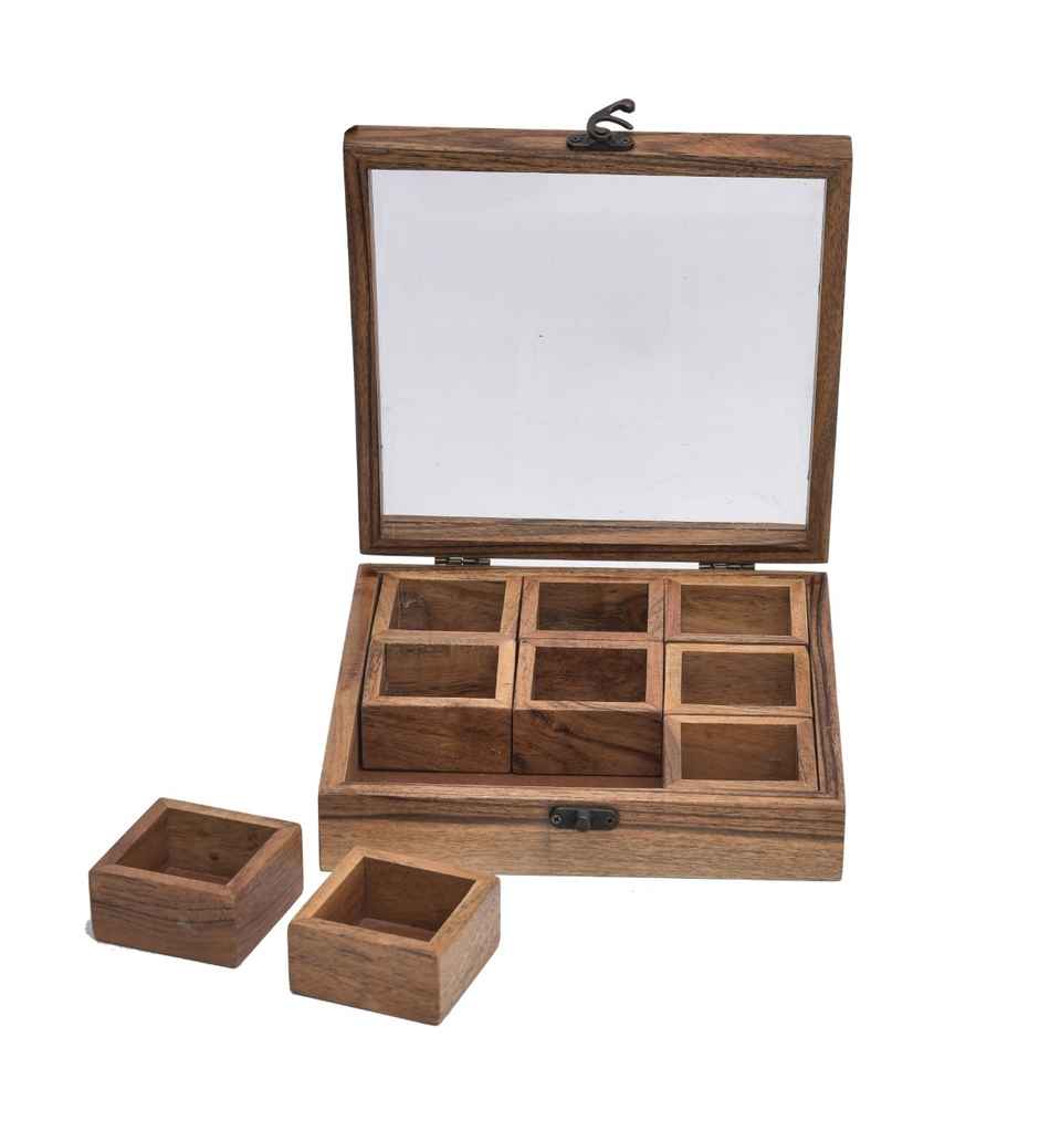 Sanjeev Kapoor by Oggn Acacia Wooden Masala Box