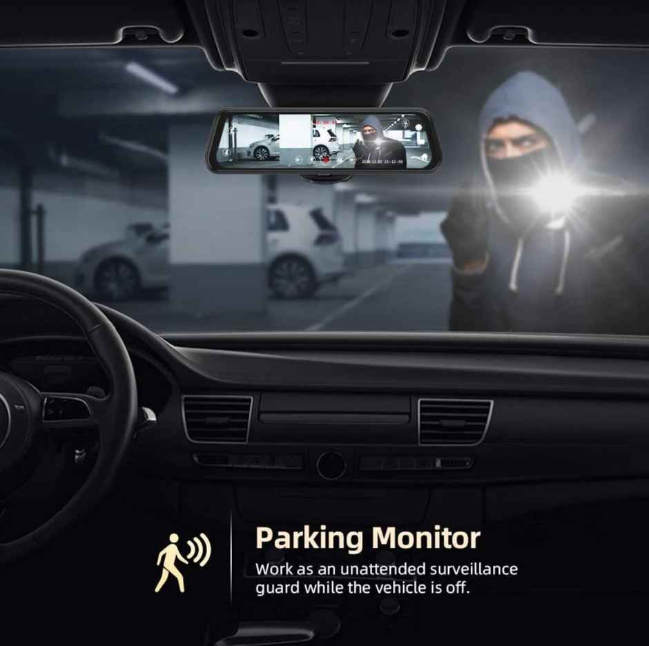 Ausha Full HD Dual Dash Camera with 10 inch IPS Touch Screen