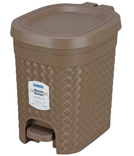 Kolorr Stitch Pedal Waste Bin Modern Design Trash Can For Home, Kitchen 7L (Lt Brown), 1 Count