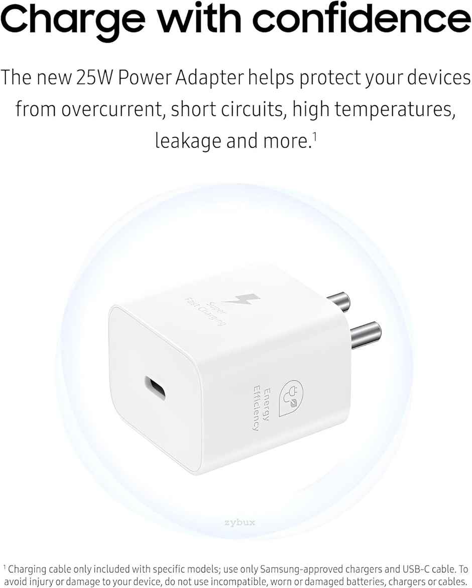 Ailkin 25W GaN Charger Adaptor for Samsung Phones | White