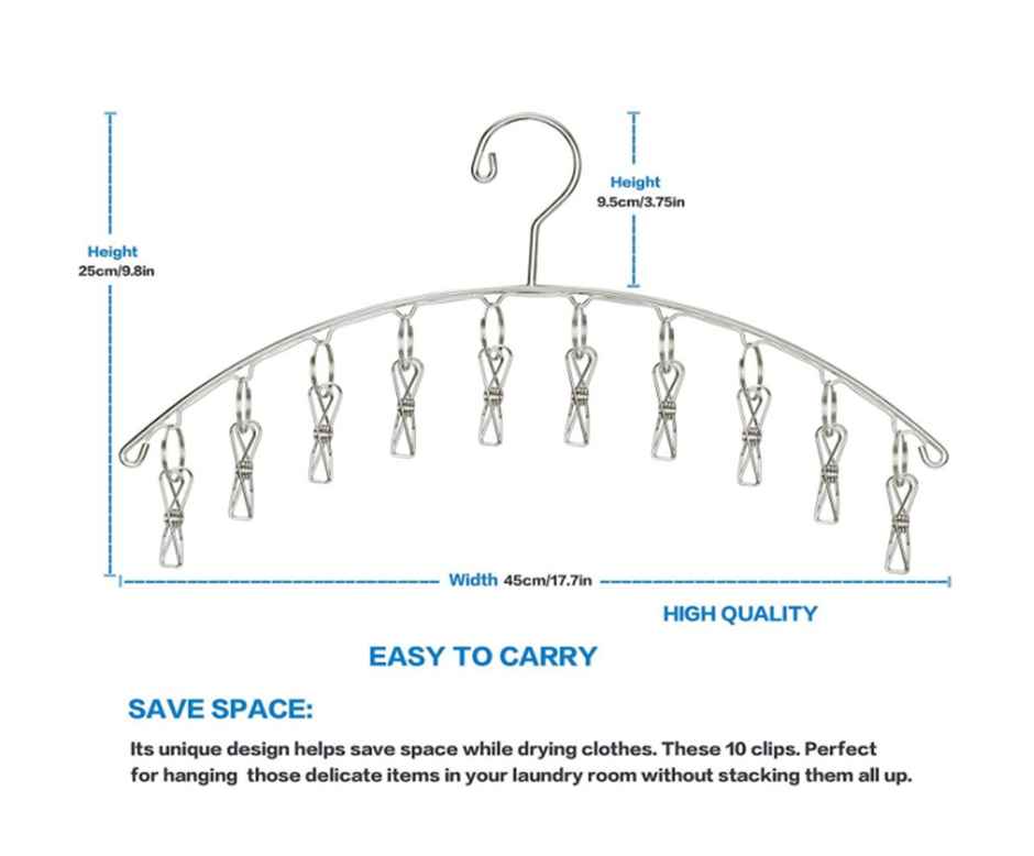 New Dawn 10 Clips Stainless Steel Rust-Free Cloth Hanger For Drying Clothes Drying Hanger