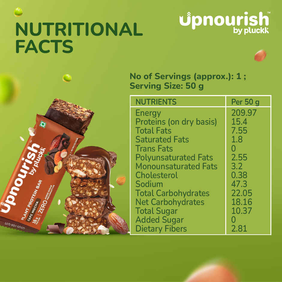 Pluckk Upnourish 15g Plant Protein | Cafe Mocha | No Preservatives | No Added Sugar