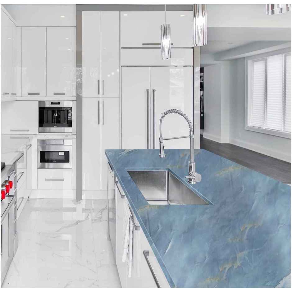 Perpetual Marble Stickers | DIY Peel & Stick Waterproof Wallpaper | 60 x 200Cm | Blue