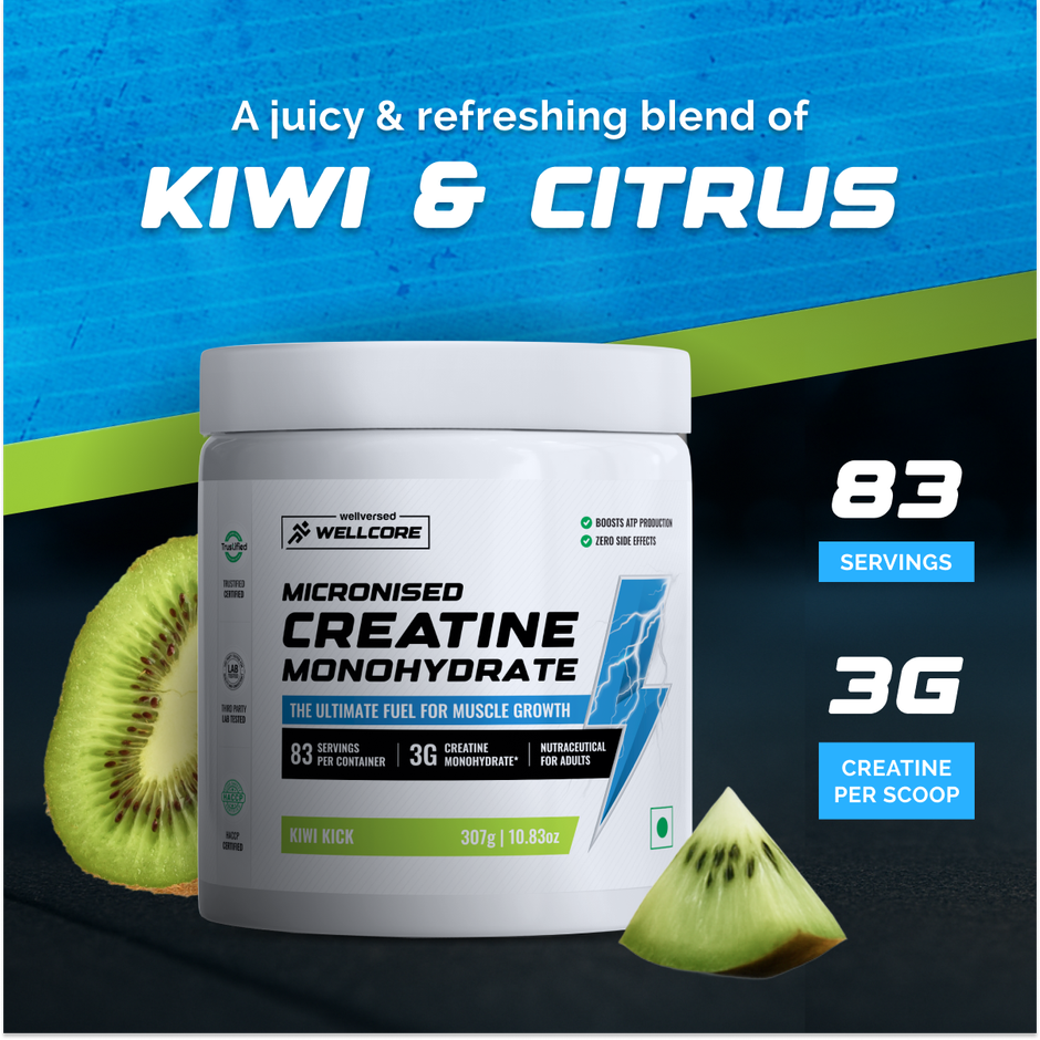 Wellcore Micronised Kiwi Kick Creatine Monohydrate | 83 servings