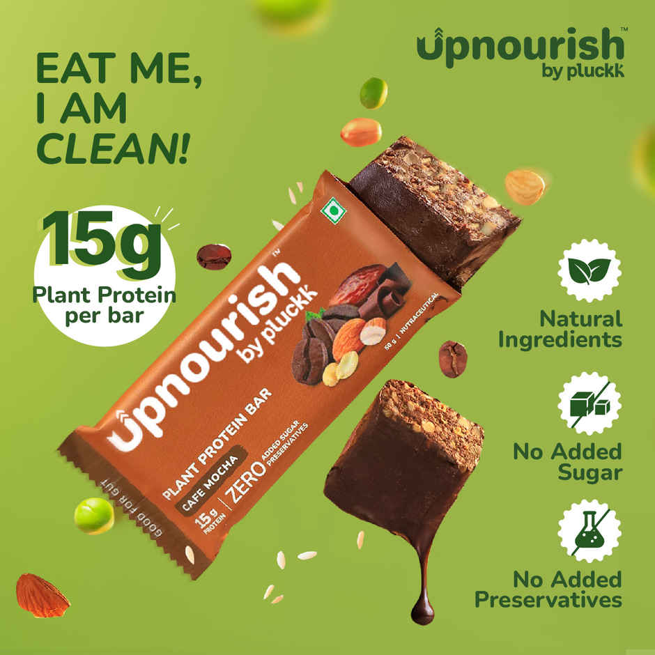 Pluckk Upnourish 15g Plant Protein | Cafe Mocha | No Preservatives | No Added Sugar