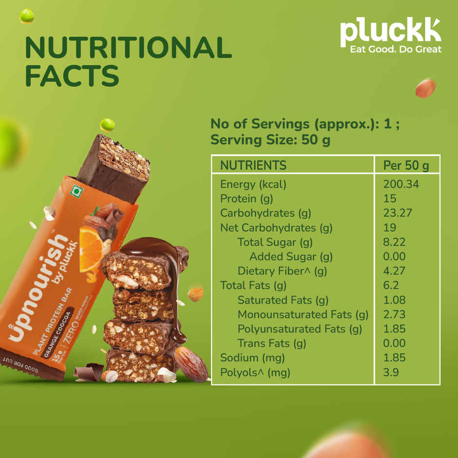 Chocolate Orange Protein Bar - No Refined Sugar | 15 g Complete Protein | Upnourish by Pluckk