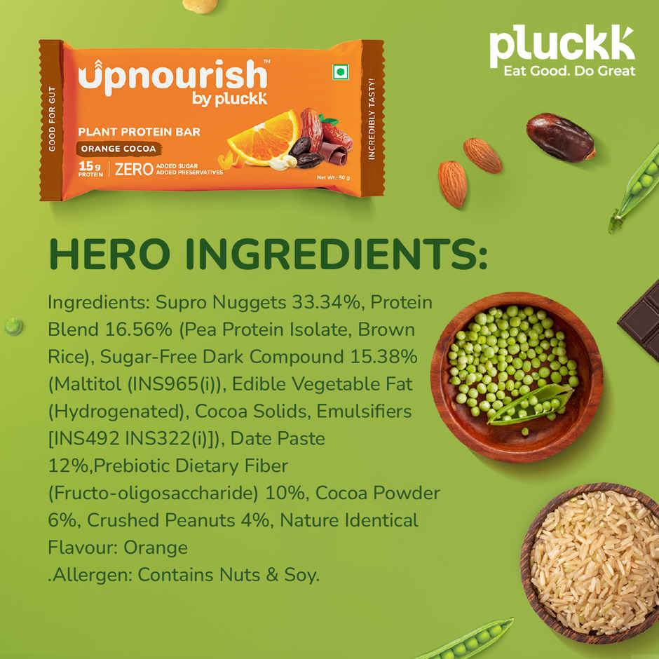 Chocolate Orange Protein Bar - No Refined Sugar | 15 g Complete Protein | Upnourish by Pluckk