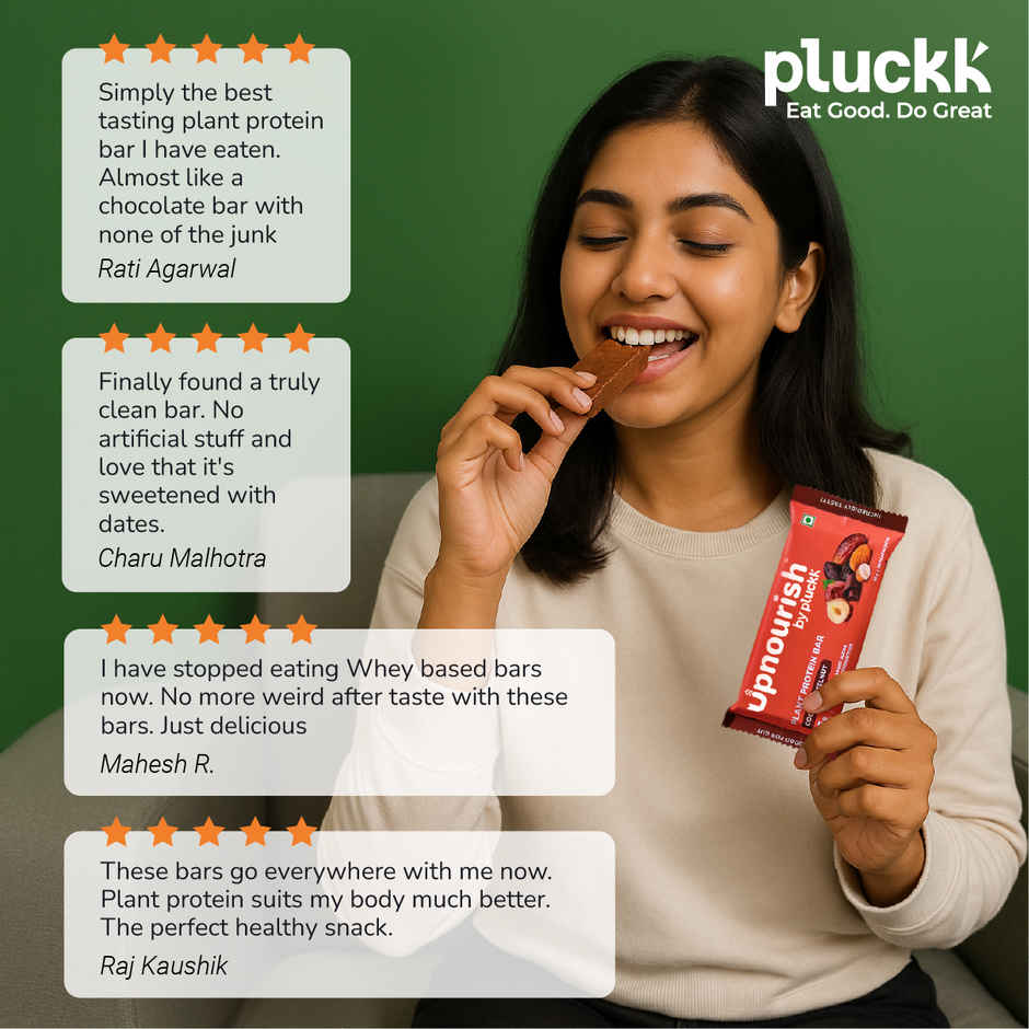 Chocolate Hazelnut Protein Bar - No Refined Sugar | 15 g Complete Protein | Upnourish by Pluckk
