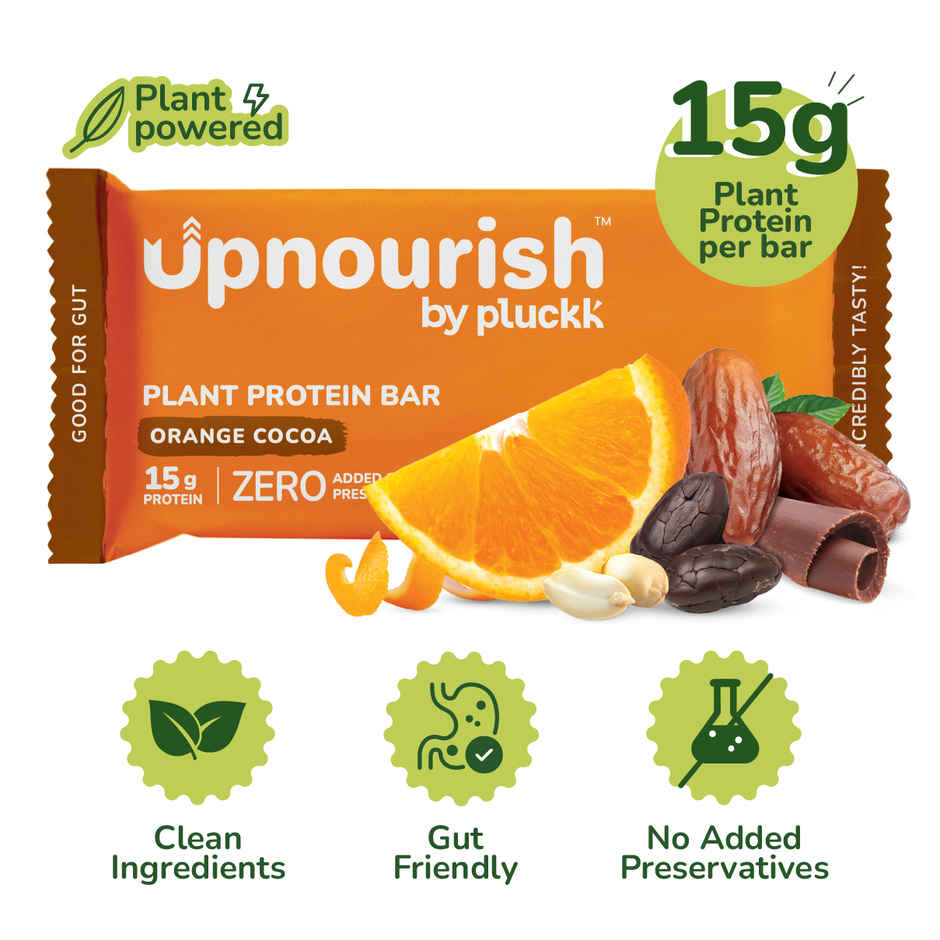 Pluckk Upnourish Orange Cocoa Plant Protein Bar