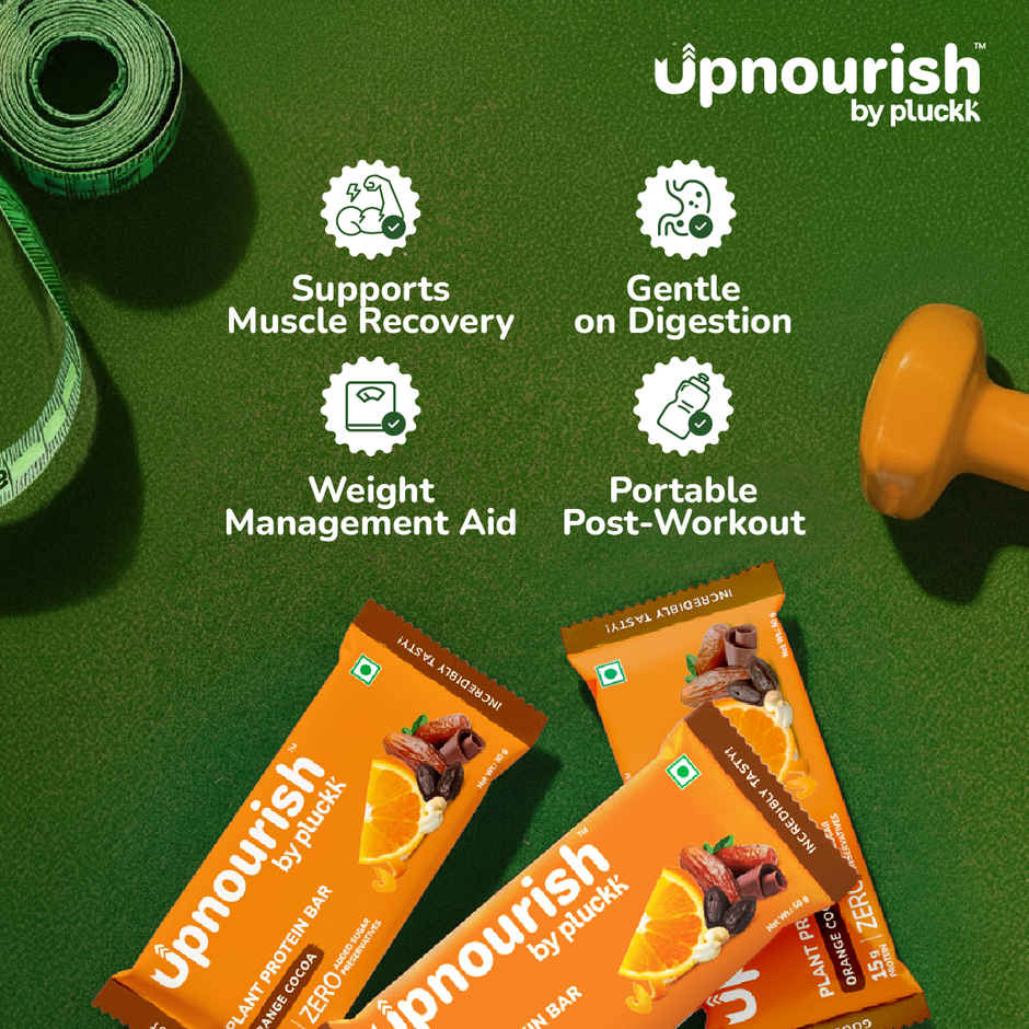 Chocolate Orange Protein Bar - No Refined Sugar (Pack of 6) | 15g Complete Protein | Upnourish