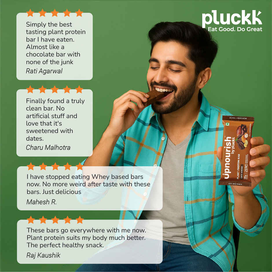 Pluckk Upnourish 15g Plant Protein | Cafe Mocha |No Added Sugar|No Added Preservatives|Good For Gut