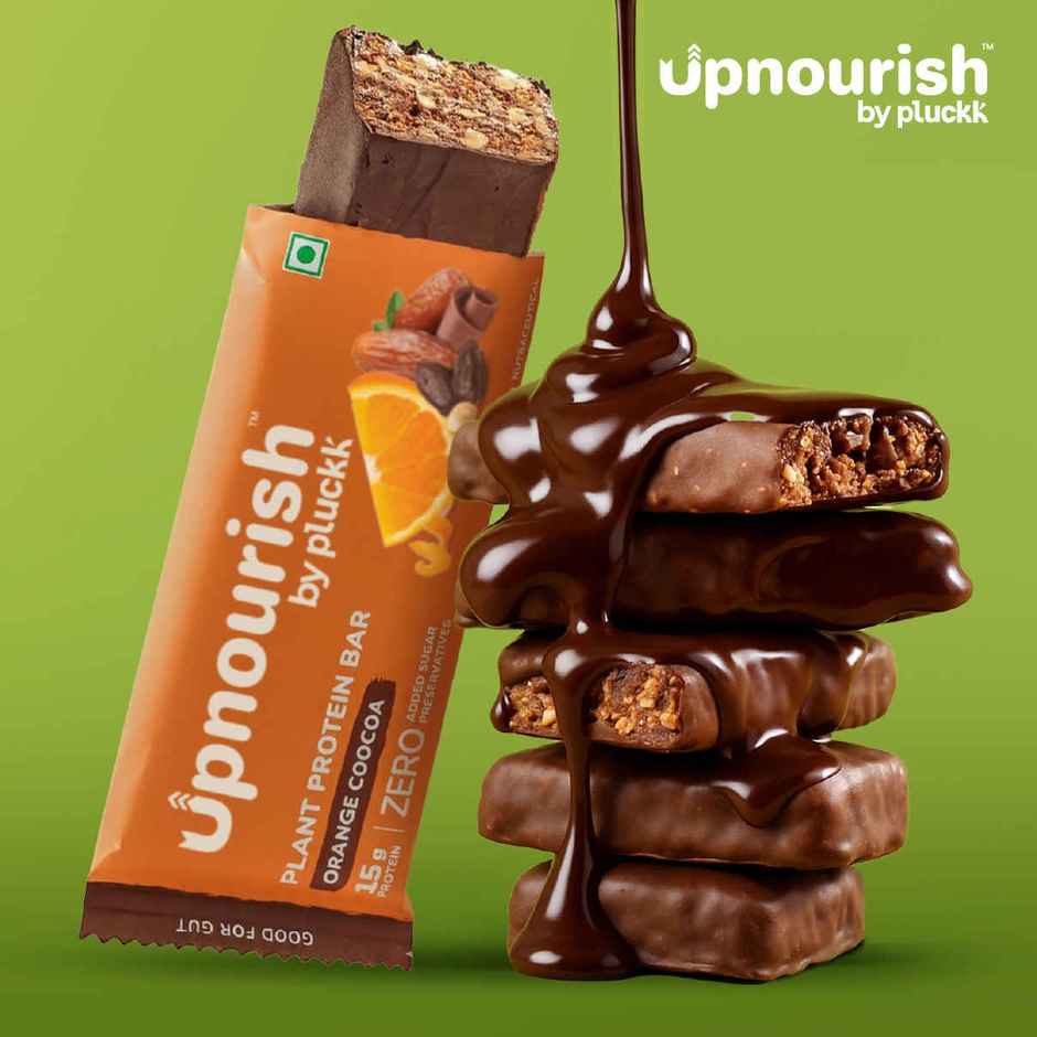 Chocolate Orange Protein Bar - No Refined Sugar (Pack of 6) | 15g Complete Protein | Upnourish