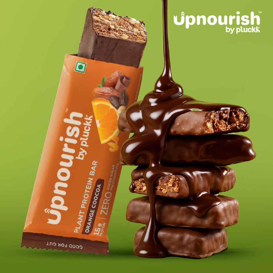 Chocolate Orange Protein Bar - No Refined Sugar (Pack of 6) | 15g Complete Protein | Upnourish