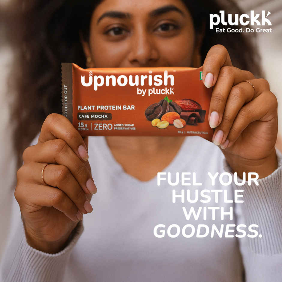 Pluckk Upnourish 15g Plant Protein | Cafe Mocha |No Added Sugar|No Added Preservatives|Good For Gut