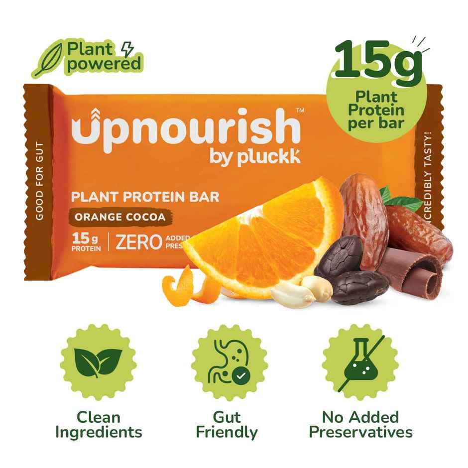 Chocolate Orange Protein Bar - No Refined Sugar (Pack of 6) | 15g Complete Protein | Upnourish