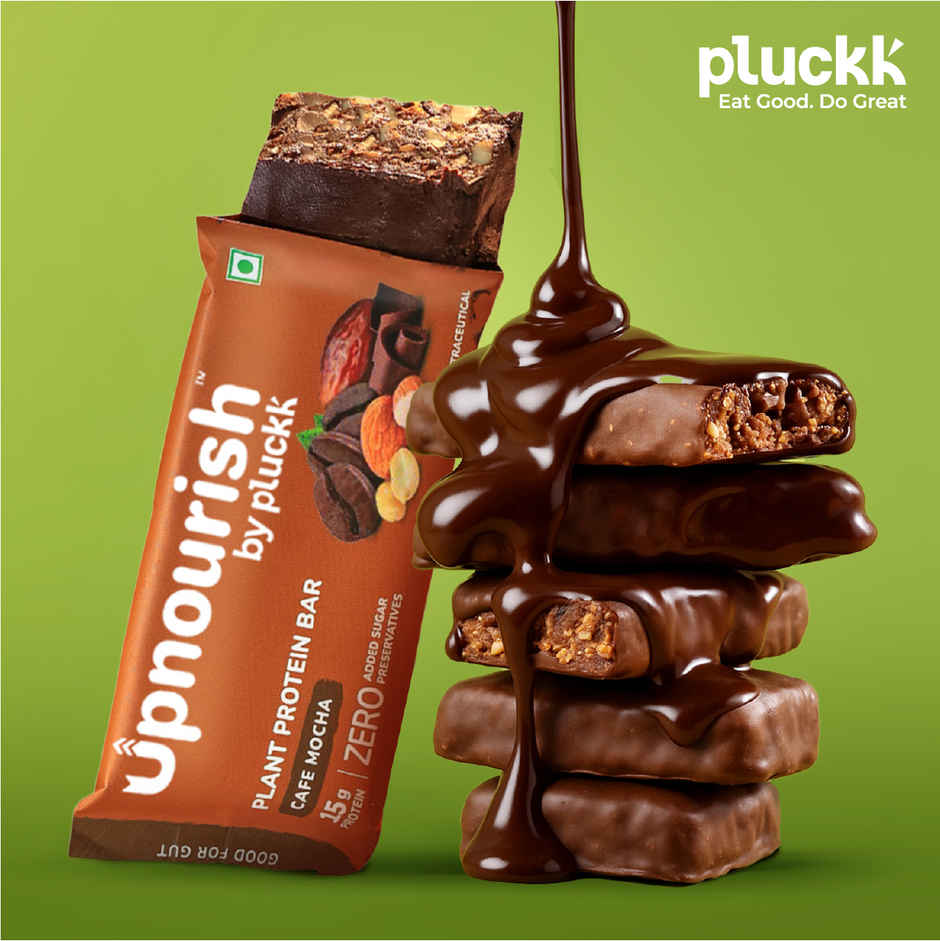 Pluckk Upnourish 15g Plant Protein | Cafe Mocha |No Added Sugar|No Added Preservatives|Good For Gut