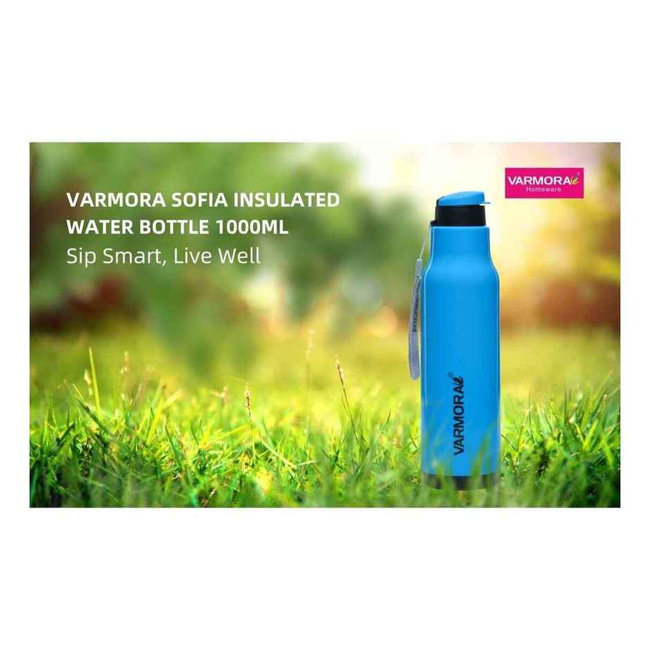 Varmora Plastic Sofia Insulated Water Bottle FDA Approved BPA-Free Hot & Cold | Blue