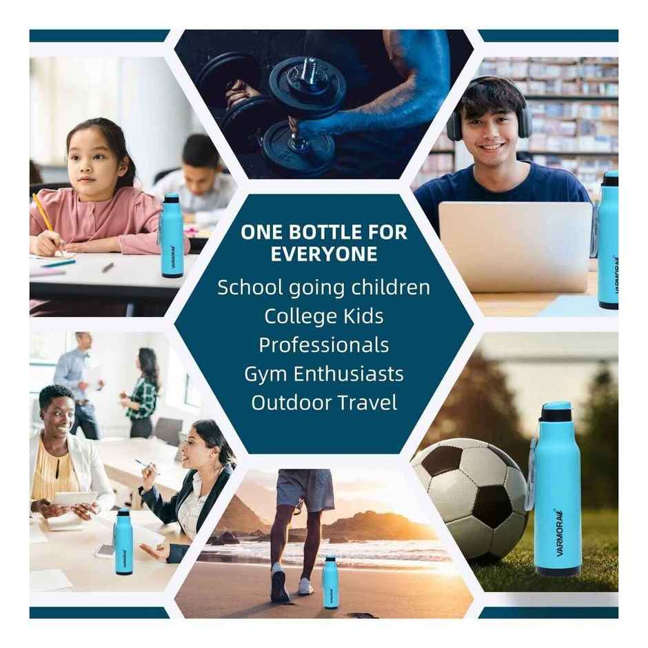 Varmora Plastic Sofia Insulated Water Bottle FDA Approved BPA-Free Hot & Cold | Blue