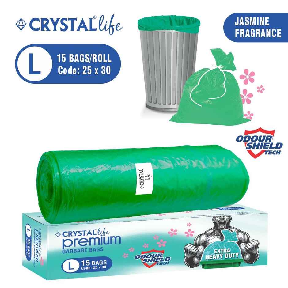 Crystal Life Premium Garbage Bag Large Green