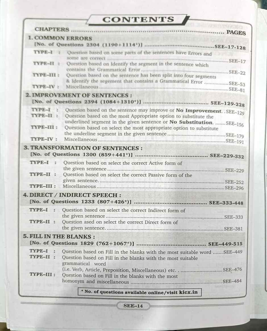 SSC TCS PYQs English Language Chapterwise & Typewise Solved Papers 16950+ Till - December 2023