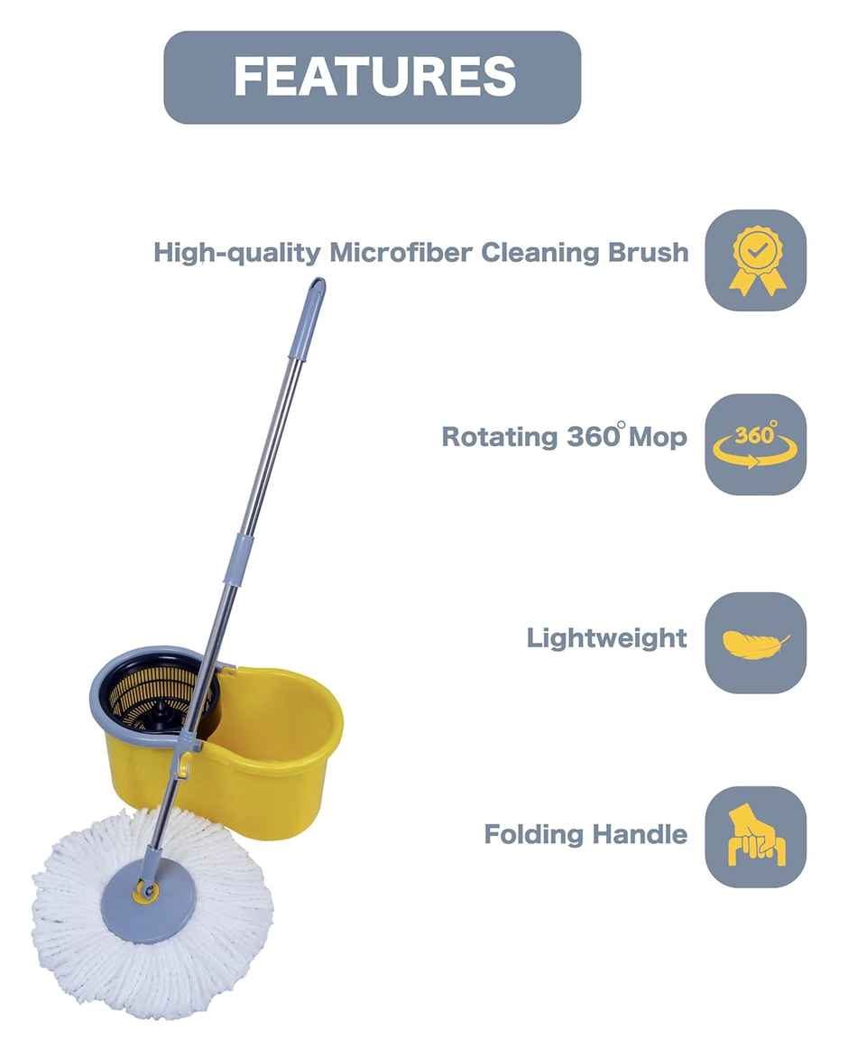 Esquire Elegant 360 Spin Mop Bucket Set With a Single Refill | Blue Color
