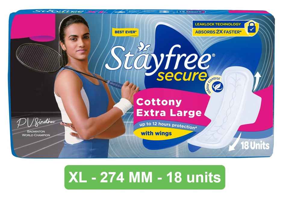 Stayfree Secure Sanitary Pads | XL | 18 pcs