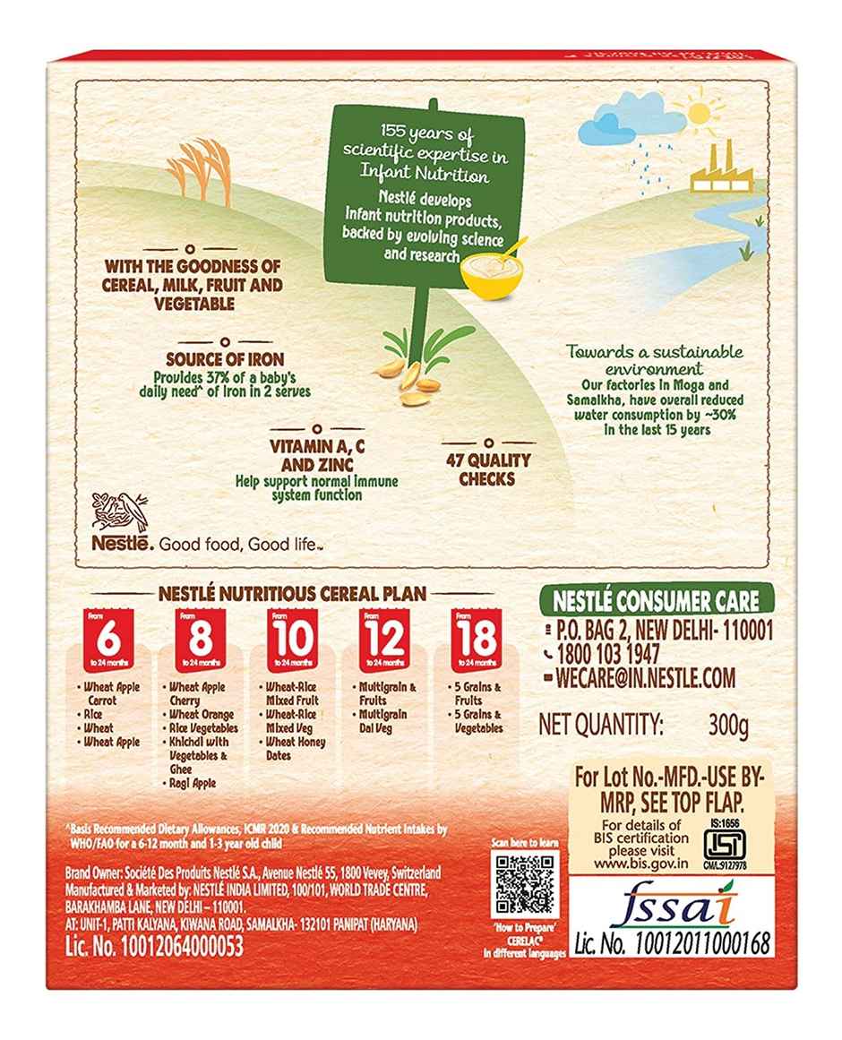 Nestle Cerelac Baby Cereal with Milk Wheat Apple Carrot | 6 to 24 Months | Iron andProtein