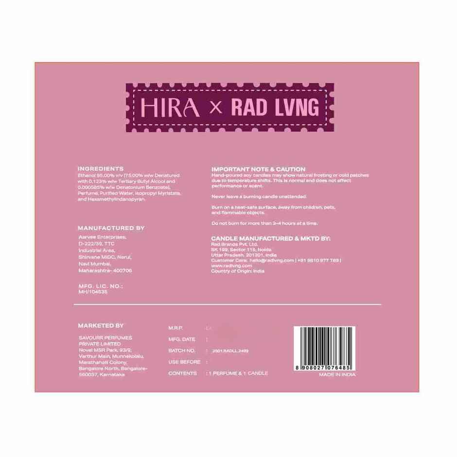 RAD LVNG x HIRA Perfume Gift (50ml) | Home & Fragrance Gift for Women