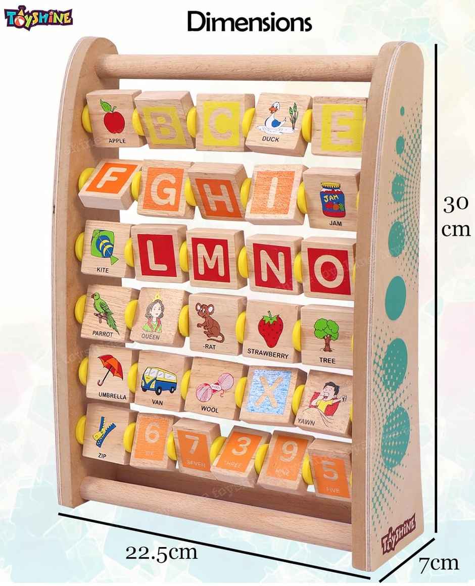 Toyshine Alph-Abacus Wooden Learning Toy 36-Tile Educational Abacus Tool